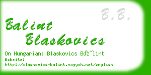 balint blaskovics business card